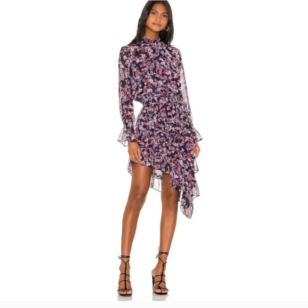 Misa Los Angeles Savanna Dress in Ditzy Floral Size Large Asymmetrical Hem